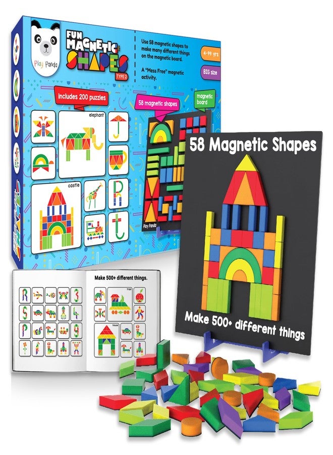 Play Panda Fun Magnetic Shapes Big Type 2 with 58 Magnetic Shapes, 200 Pattern Book, Magnetic Board and Display Stand - Image 3